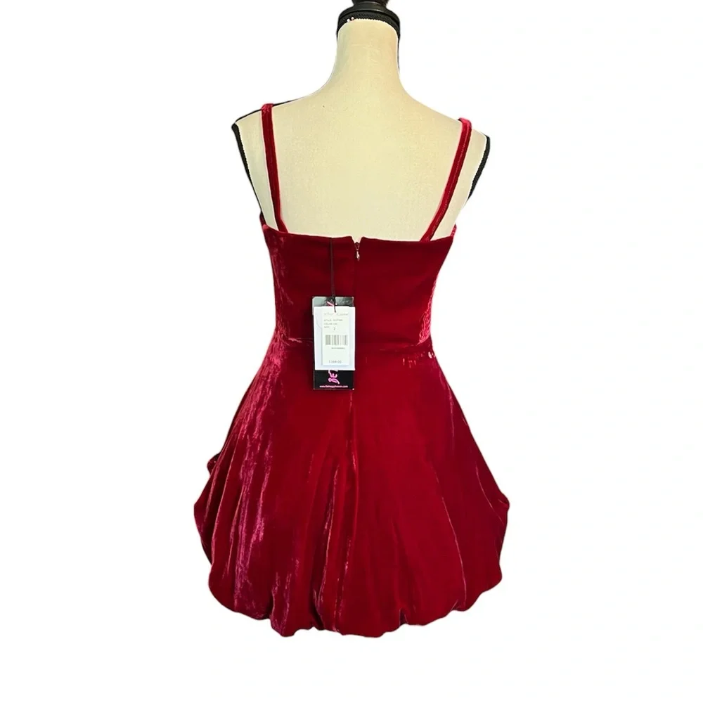 NWT Vintage Betsey Johnson Red Velvet Black Lace 3D Rose Cupcake Mini Dress - Picture 8 of 10